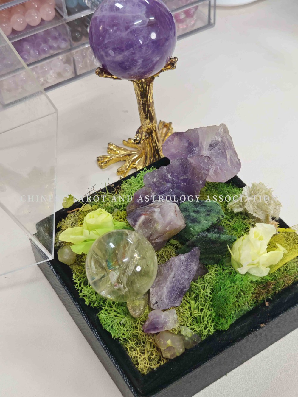 White Crystal Ball & Yellow Crystal Ball Potted Ornaments